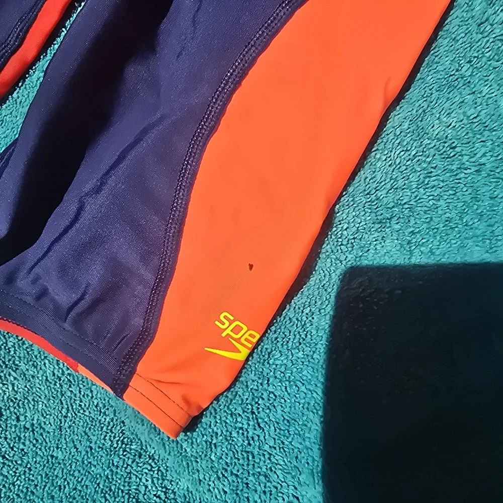 Speedo Eco ProLT Jammer Swimsuit Size 30 Navy Red Boys Swim Team UPF 50+ New